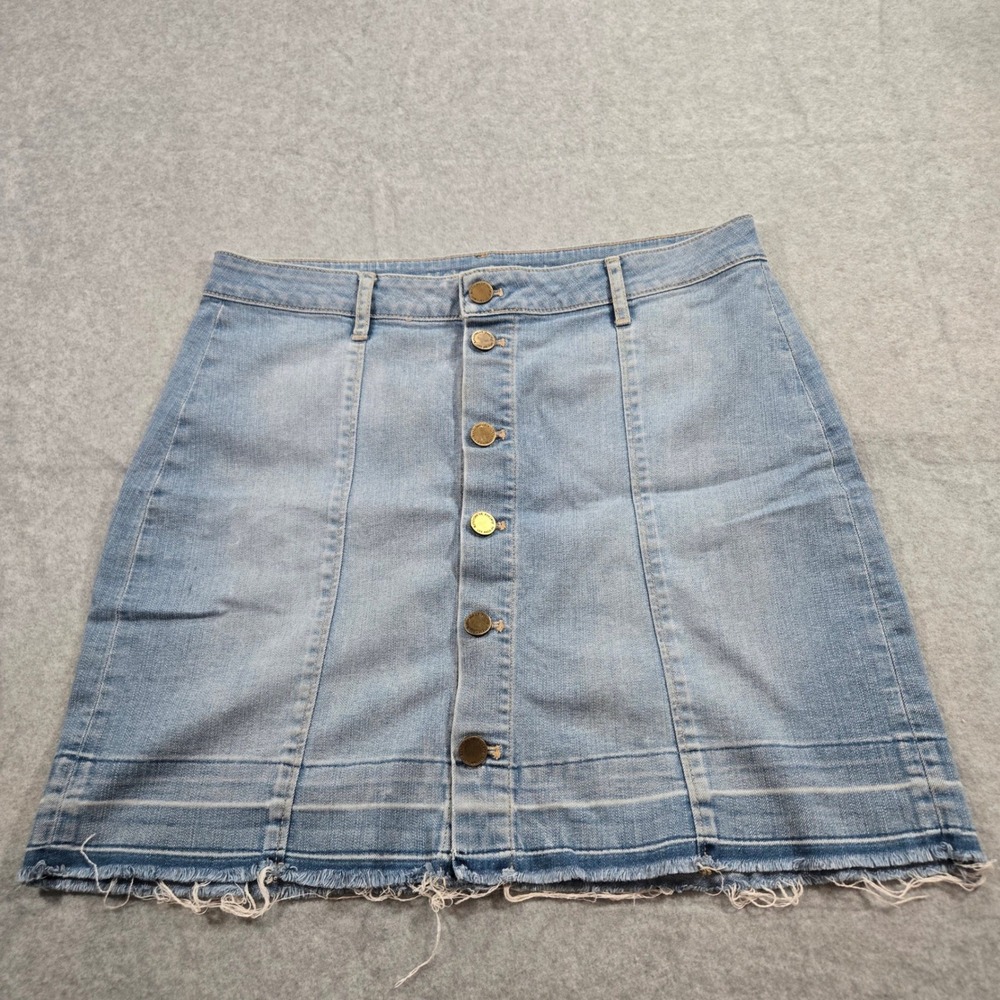 Articles of Society Alice Kirby Denim Skirt Button Front Raw Hem 29 3004NDR-140